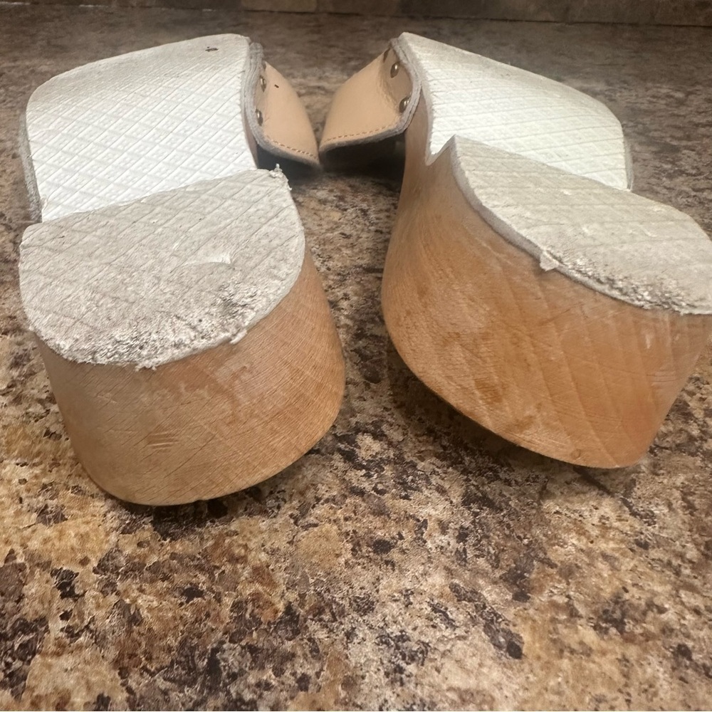 Dr. Scholl's Original Leather Wood Clog Slides Sandals Shoes Made in Italy Sz 10 - Picture 8 of 8